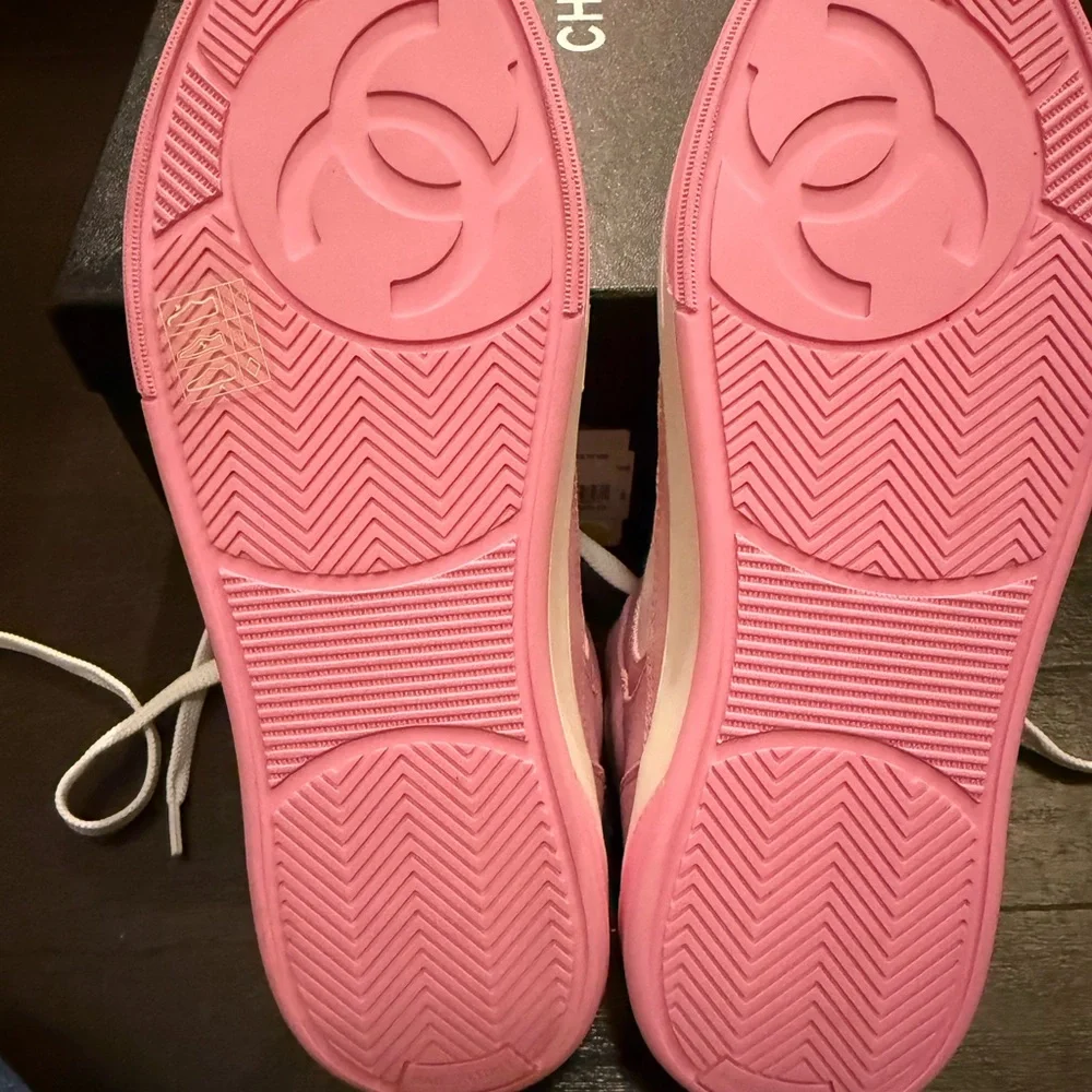 BNIB Pink and White Chanel 24C High-Top Sneakers - Picture 3 of 5